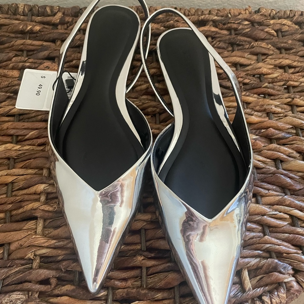 ZARA METALLIC SLING BACKS